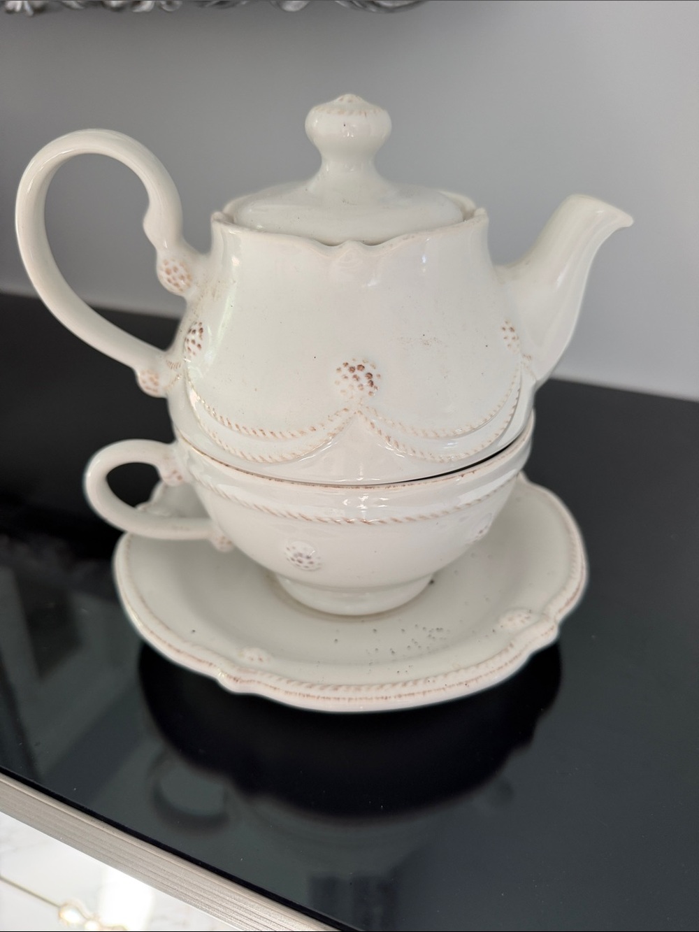Juliska White Cream Teapot Tea-for-One Set